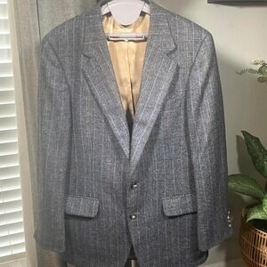 Vintage Bill Blass Wool Sport Coat Mens 44R Gray USA Made Classic Blazer Jacket